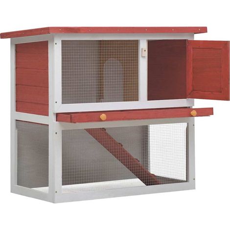 Maison Exclusive - Conigliera per Esterni con 1 Porta Rosso in Legno (1/5)