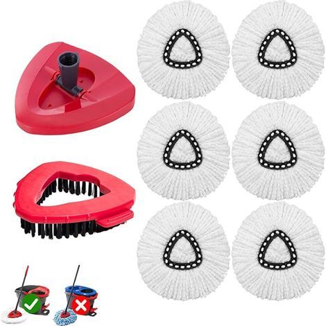 Accessoire de tête de rechange pour balai rotatif, compatible avec les systèmes à réservoir unique Vileda, adapté au nettoyage de la salle de bain, de la cuisine, du carrelage et des murs (1/5)