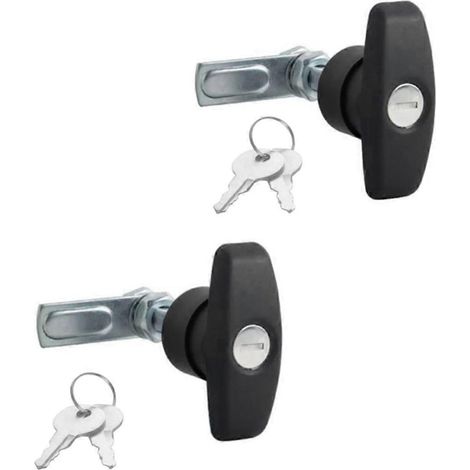 2 T-Griff-Schlösser für Wohnwagen, Nockenschlösser, Schrankschlösser, Schubladenschlösser