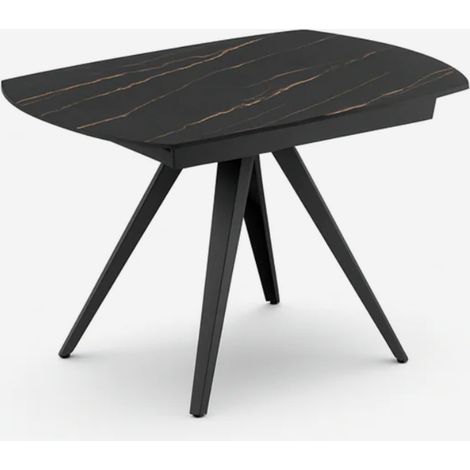 Tavolo allungabile in ceramica per sala da pranzo Spin - Effetto marmo nero (1/4)