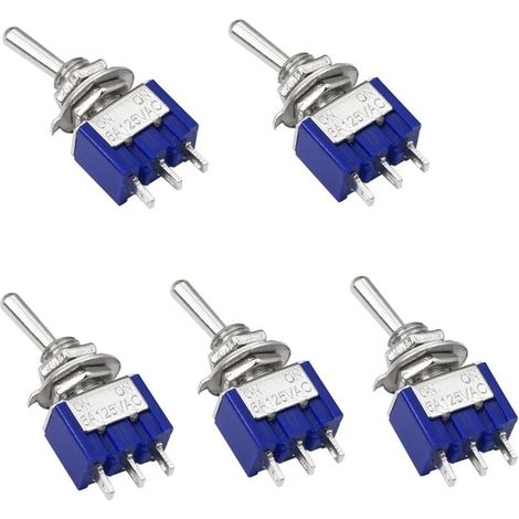 5pcs 6A 125V AC Mini 3 Pin SPDT Switch MTS-102 SPDT ON/ON-LIAIKI