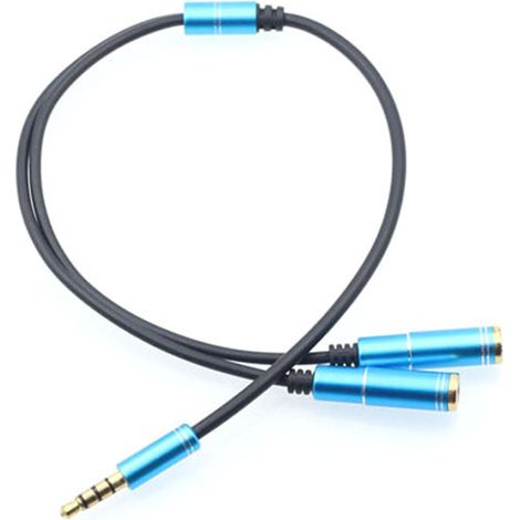 Câble répartiteur audio 3,5 mm, prise mâle 3,5 mm vers 2 ports, prise femelle 3,5 mm avec microphone, adaptateur de câble auxiliaire d'extension 3,5 mm (1/5)