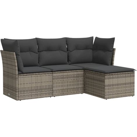 Maison Exclusive - 4-tlg. Garten-Sofagarnitur mit Kissen Grau Pol