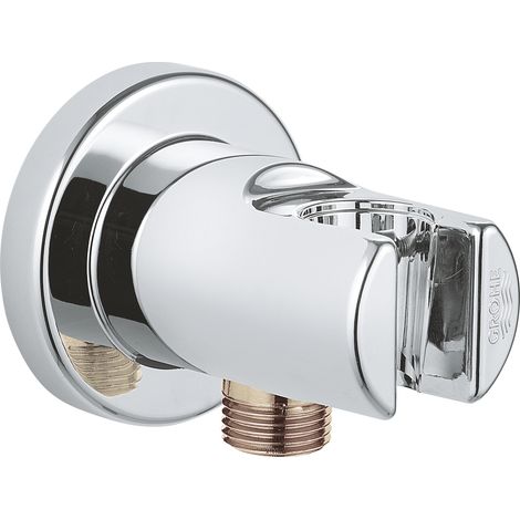 Grohe – Coude à encastrer 1/2" chrome – Raccord mural avec support douchette – Filetage extérieur DN15 – 28679000 (1/7)