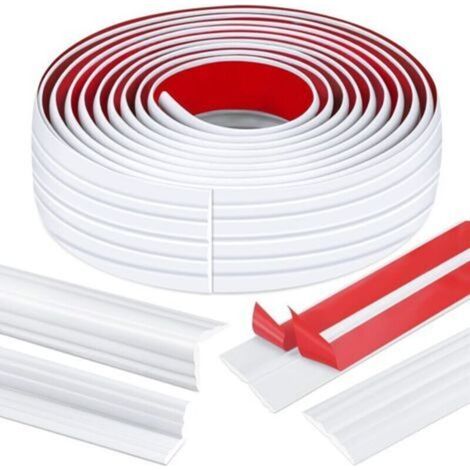 Blanc,3M Corniere PVC, 300 x 4cm Baguette d'angle Flexibles Autocollants, Plinthe Souple Autoadhésive à Découper, Cornière Souple pour Arrondi