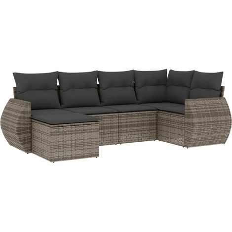 Maison Exclusive - 6-tlg. Garten-Sofagarnitur mit Kissen Grau Pol