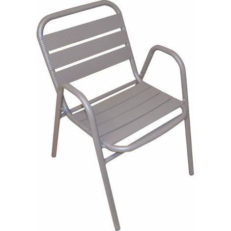 Sedia in alluminio con braccioli, tortora MALIGI HOME MG/GINEPRO Alluminio - Tortora