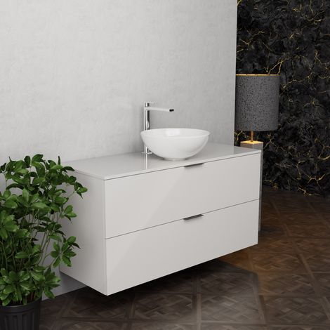 Inda - Meuble de salle de bain L.120 avec vasque à poser / Blanc (1/5)