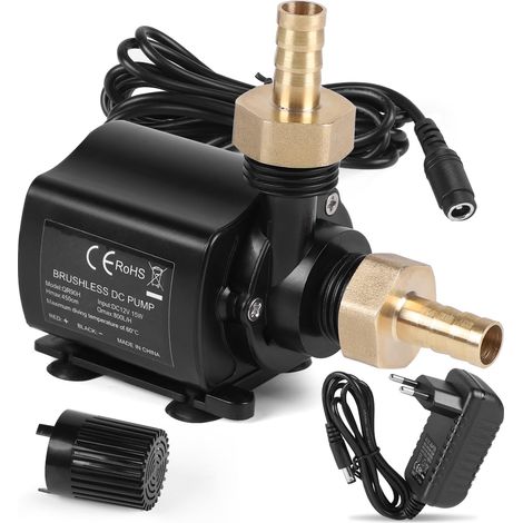 Pompe Immergée 12V 800L/H 4,5M Régulation Vitesse - Vide Cave Adaptateur Secteur Pompe Eau Aquarium Système Circulation (1/5)