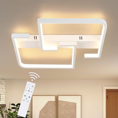 ZMH Plafonnier LED Salon 35W Dimmable Lampe de salon Moderne avec télécommande Blanc Lampe de chambre à coucher en métal Carré Design lampe po (1/5)