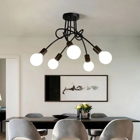 Moderne 5 Tete Lustre Suspension en Fer E27 Lustre Plafonnier Pendentif pour Chambre Salon (1/4)