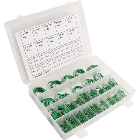 Kit de 375 joints toriques universels verts et portables, étanches, pour climatisation, plomberie et automobile. (1/5)