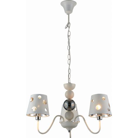 Lampada sospesa Candellux Batley Ø52 bianca e argento 3xE14