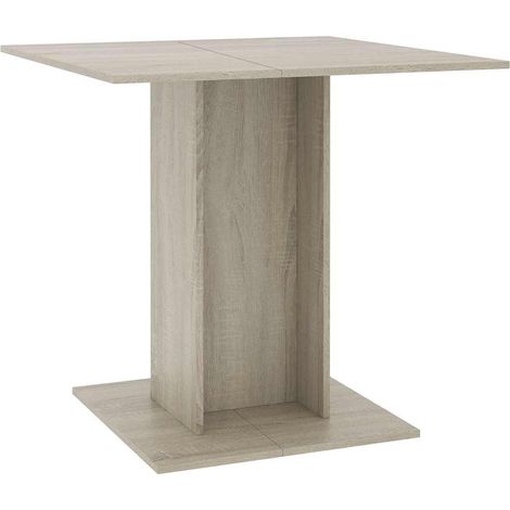 Table de salle à manger cuisine design moderne 80 x 80 x 75 cm bois d'ingénierie couleur chêne DEC036673 (1/4)