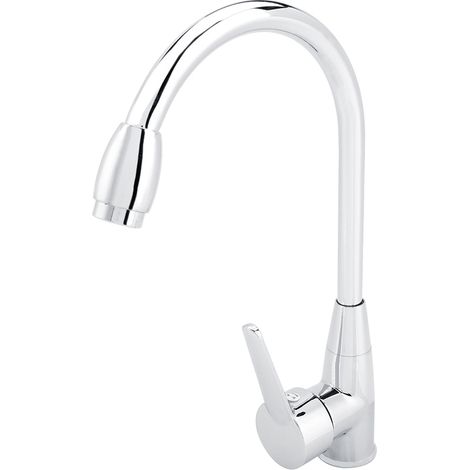 Solide anti-abrasion durable mitigeur de cuisine sur pied pivotant 360° alliage zinc argenté 30x18x4cm avec tuyau (1/5)