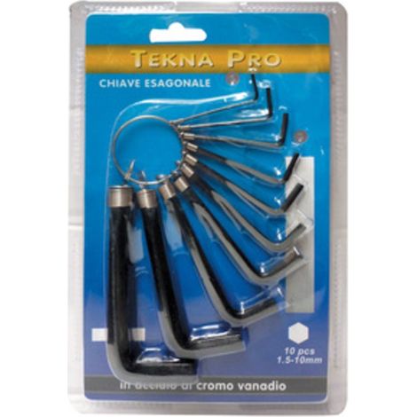 SERIE 10 CHIAVI ESAGONALI TEKNA PRO C/ANELLO NERO