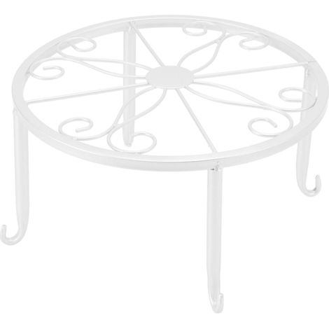 Support de Plante Métal Simple à Un Niveau - Pot de Fleurs sur Pied pour Balcon et Salon - Étagère Blanche 22x22x12cm