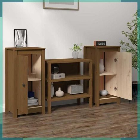 Buffet - 813731 - Bois massif de pin - Marron miel - 39 x 35 x 80 cm (1/5)