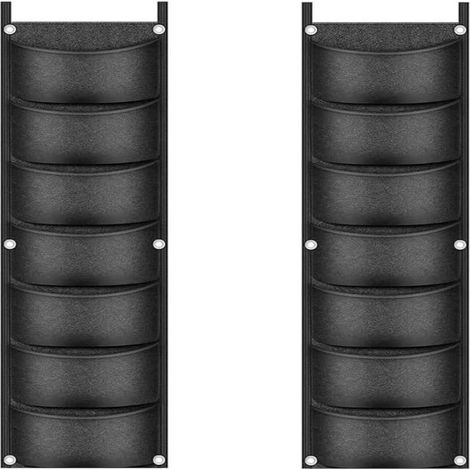 Sac De Culture Suspendu - 7 Poche - Tissu Felté Épais Réutilisable - Pour Balcon Jardin Intérieur Extérieur - 2 Pièces (1/5)