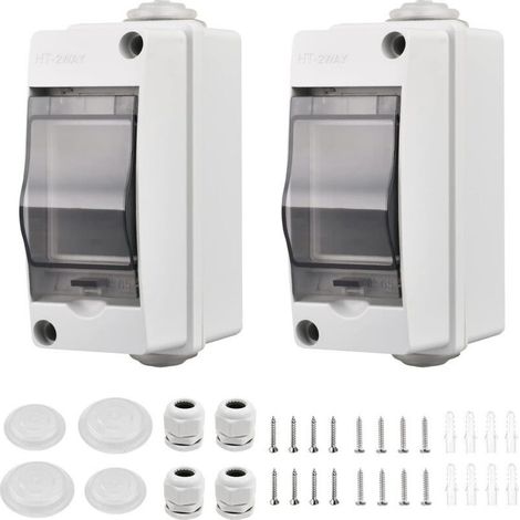 Wasserdichtes 2-Modul-Elektrogehäuse IP65 mit 2 Anschlüssen für Gärten und Industrieanlagen - (1/4)