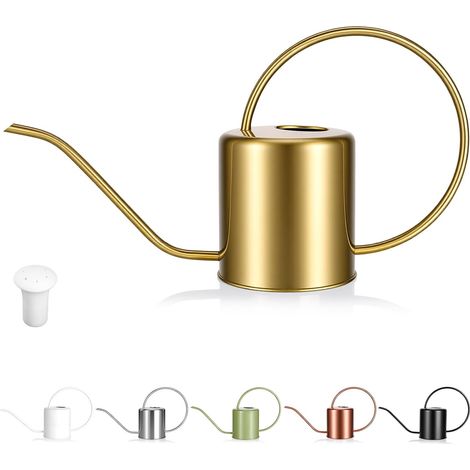 Plantengieter, 50 oz / 1500 ml, roestvrij staal – modern en decoratief, met lange tuit voor kamerplanten, bonsai en tuinbloemen, goudkleurig (1/5)