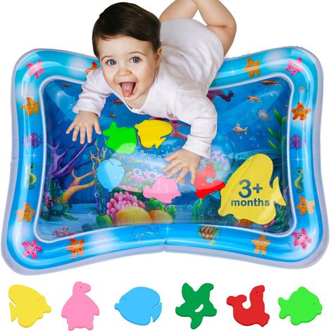 Tapis d Éveil Sensoriel pour Bébé Gonflable Sans BPA et Non Toxique Stimule la Motricité Durant les Jeux sur le Ventre PVC Étanche