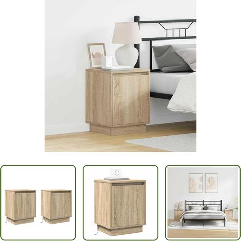 Meuble de chevet - Cabinet de chevet 2 pcs Chêne Sonoma 39 x 34,5 x 50 cm (1/5)