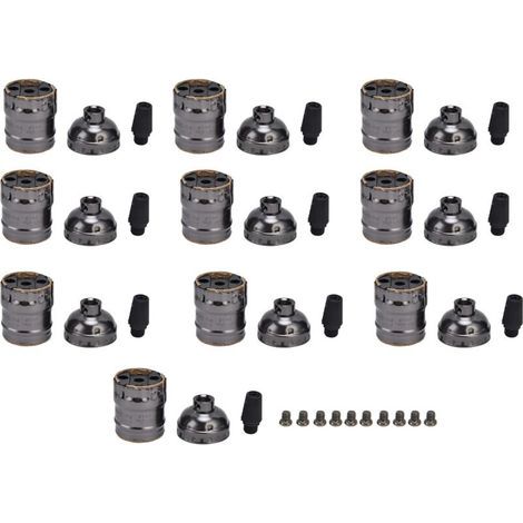 Set of 10 retro aluminum lamp holders – E26/E27 sockets – 250V, 3A – Easy installation for interior decoration (1/5)