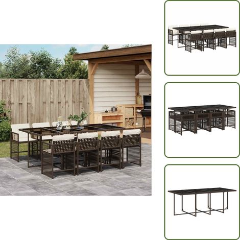 Ensemble à manger de jardin et coussins 9 pcs marron poly rotin - Salon De Jardin - Meuble De Jardin - Set De Salon De Jardin - Mobilier De Jardin - Table De Jardin (1/5)
