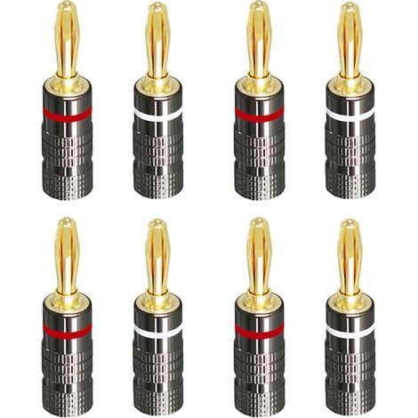 4pcs Premium 24k Gold Plated Banana Plugs for Audio Systems, Amplifiers, Speakers & Home Theater – Compatible with 12-18 AWG Cables (1/5)