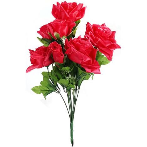 Ramo de rosas artificiales de alta calidad, 10 unidades, color rosa, 50 cm de altura. (1/3)