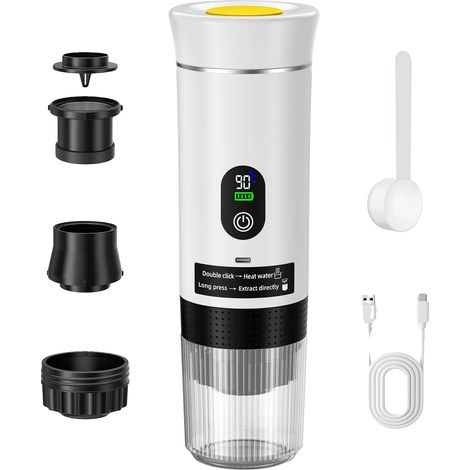 Machine à café espresso portable, compatibilité de brassage 3-en-1, batterie longue durée, BLANC (1/2)