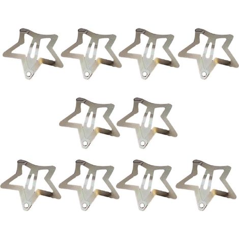 10 silberne Sternhaarspangen, 4 cm, rutschfeste Haarspangen, metallische Haaraccessoires für Damen und Mädchen