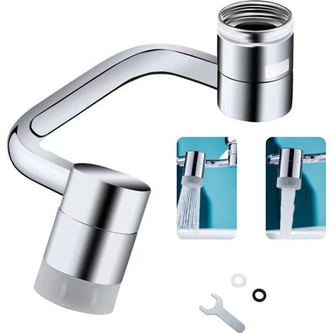 Mitigeur avec filtre anti-éclaboussures, pommeau orientable 1080°, rallonge de robinet, aérateur pour évier, accessoire de lavabo (1/5)