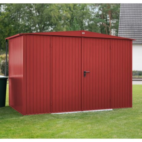 Hörmann Ecostar Metall-Gerätehaus Trend mit Satteldach Typ 3, 324 x 248 cm, purpurrot, 7,2 m², 2-flüglige Tür