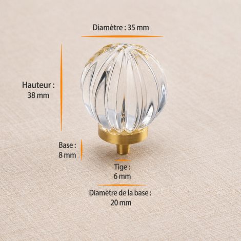 Poignée de meuble transparente en forme de courge transparent réf 4335 4,6 × 3,5 × 4,6 cm 50 g – Livraison gratuite