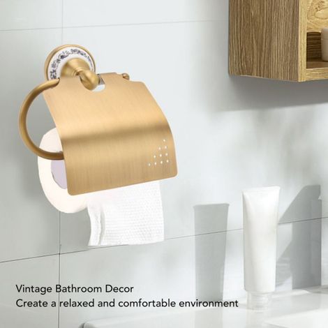 support de papier toilette mural Porte-papier hygiénique Vintage en métal, porte-serviettes en papier avec deco porte (1/5)