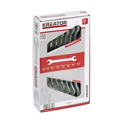 Juego 8 llaves fijas 6x7-20x22mm cr.vanadio 500002 kreator (1/2)