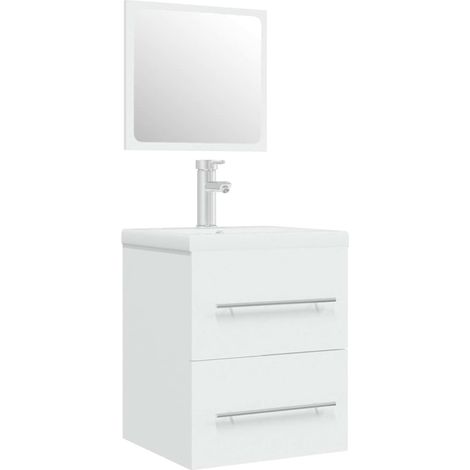 Mobile Bagno Armadio da Bagno con Lavabo Integrato Bianco in Legno Multistrato (1/5)