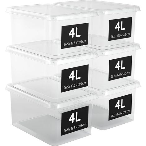 Piccole scatole contenitore in plastica 26,5 x 19,5 x 12,5 cm con coperchio (1/5)