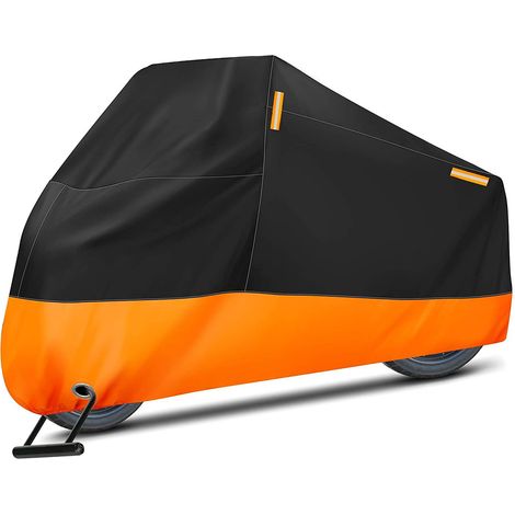 BRAVIX Housse Moto Impermeable, Bâche Protection Moto Exterieur Interieur Étanche, 210D Protection au Pluie poussière UV, Motorcycle Cover Hiver Été pour Moto Scooter Moto (245x105x125cm)