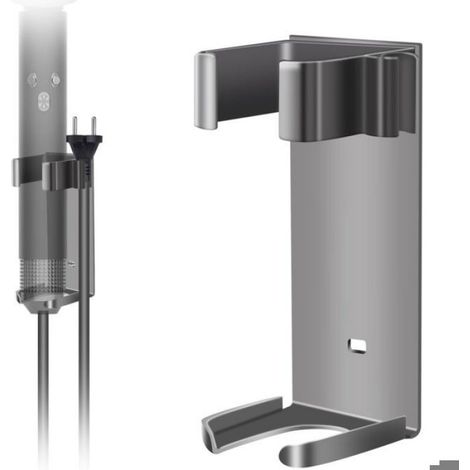 Support Mural Sans Perçage - Pour Lisseurs Et Fer À Friser - Fixation Adhésive - Blanc Noir Gris - 1 Pièce (1/4)