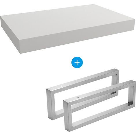 Egger Set Mueble lavabo natural 80x8x50 cm + 2 toalleros 45 cm, blanco mate (DO8050BM-FIX3)
