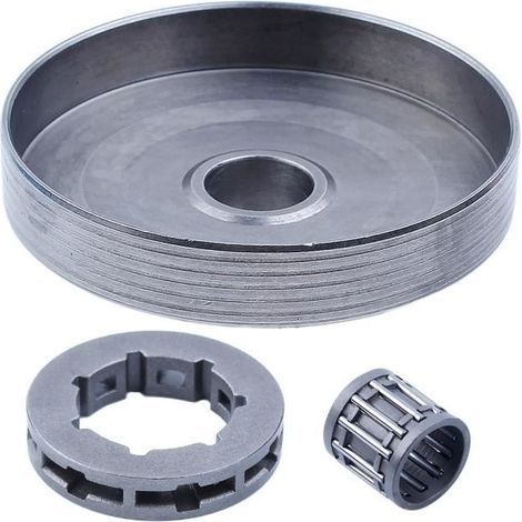 Clutch drum pinion and needle bearing for Chinese chainsaw models 4500, 5200, 5800 (45cc, 52cc, 58cc gas). (1/4)