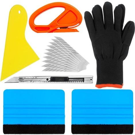 Werkzeugset für die Montage von Auto-Vinylfolie, Set für Fenstertönungsfolie mit Folienschneider und Filzrakel (1/5)
