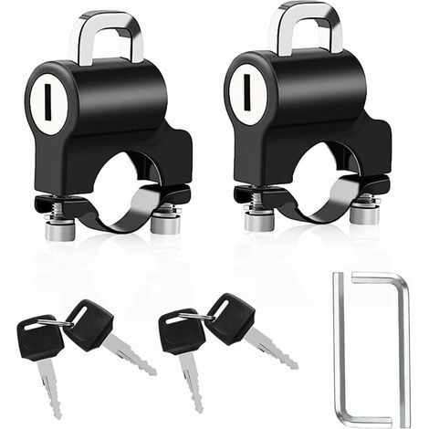JSSEVN - Motorcycle helmet lock with 2 keys – Aluminum alloy padlock – Weatherproof – Secure locking for 20-28mm handlebars (1/5)