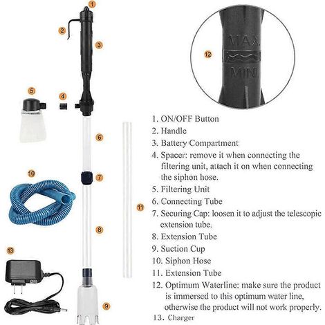 Siphon électrique pour aquarium, pompe de filtration pour le nettoyage du substrat, outils de nettoyage et de changement d'eau haute performance pour aquarium (1/5)