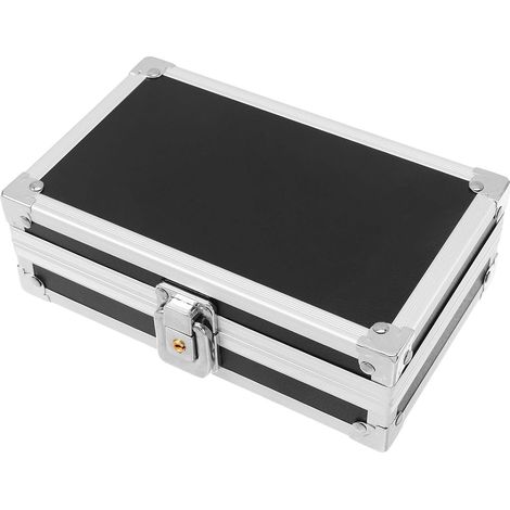 Mini Boîte à Outils en Alliage D’Aluminium, Noire, Format Mallette Espace Intérieur Ajustable, Protection Renforcée, Résistance à L’eau, pour Matériel de Salon et Bureau (1/5)