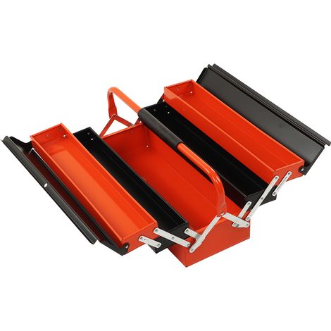 Boîte de rangement à outils pliable, grand espace, multifonction 3 étages, mallette portable à main pour garage et atelier. (1/5)
