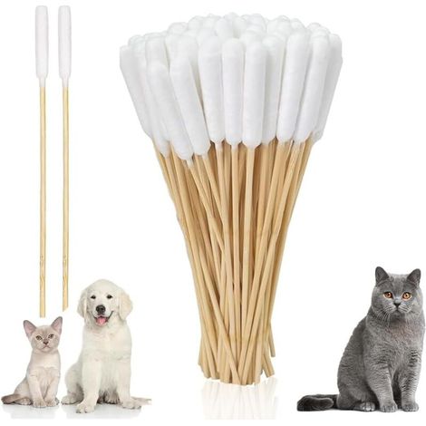 200 Wattestäbchen mit Aufbewahrungsbox, lange Wattestäbchen, Wattestäbchen für Hunde, Ohrenreinigung für Hunde/Katzen, Wattestäbchen zur Ohrenreinigung für Haustiere (15 cm)